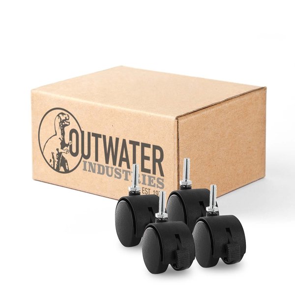 Outwater 2 in. Wheel Diameter, Black Nylon Swivel Hooded Samson Twin Wheel Caster with Brake, 4PK 3P1.14.00073